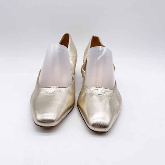 27 Edit Naturalizer Women's Florence Square Toe Pump Shoes Gold Leather 5.5 M - Picture 4 of 13